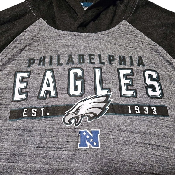 Philadelphia Eagles NFL Team Apparel Boys XL (18-20) Lightweight Hoodie Gray Blk - Picture 2 of 10